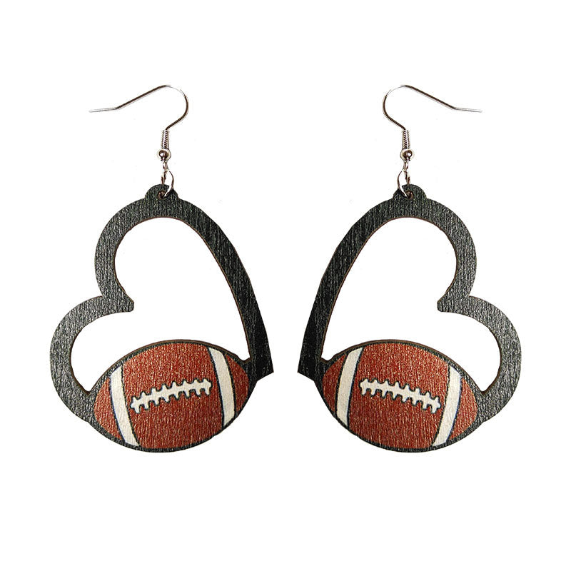 Pendientes deportivos al por mayor 2Pairs/Pack Hollow Hollow Heart Heart Sports